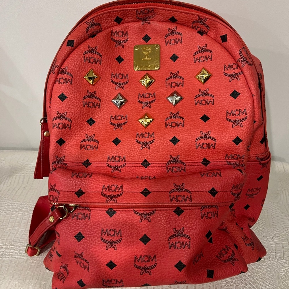 MCM Scarlet Backpack with Metallic Studs